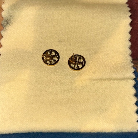 Tory Burch Miller Gold toneLogo Stud Earrings - Picture 6 of 10